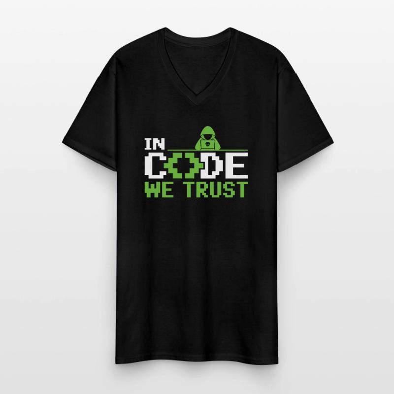 In Code We Trust - Ethical Hacker Cybersecurity Men's V-Neck T-Shirt