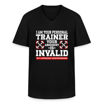 Fitness Instructor Personal Trainer - Men's V-Neck T-Shirt - black - Front - AI Model Male 178 dark (178cm)