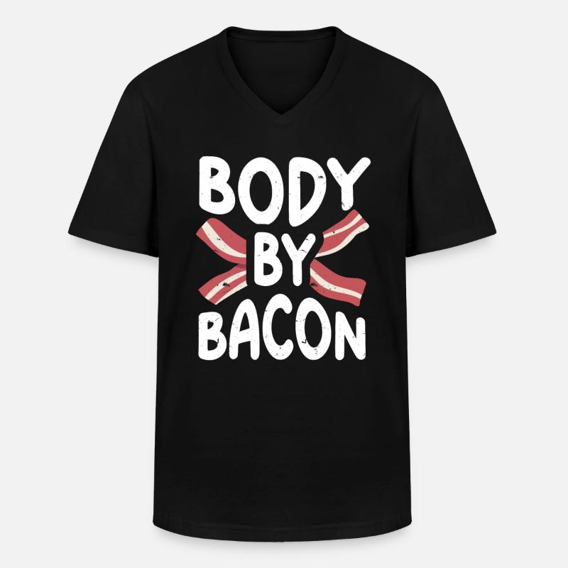 Body By Bacon - Männer-T-Shirt mit V-Ausschnitt - Schwarz
