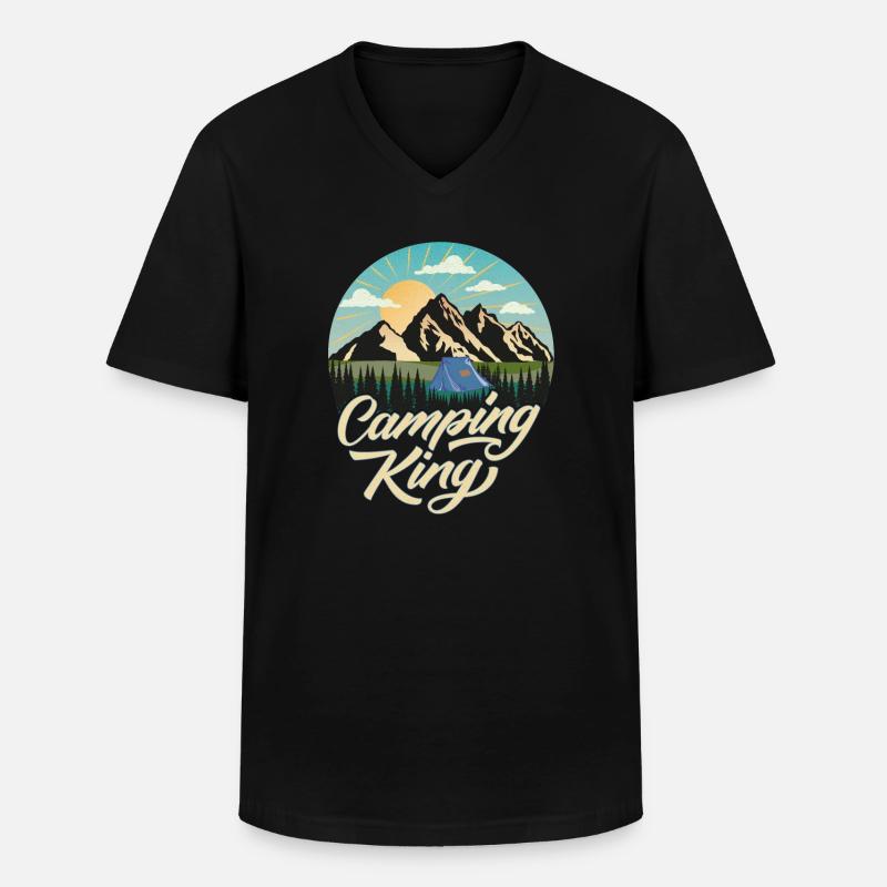Camping - Männer-T-Shirt mit V-Ausschnitt - Schwarz