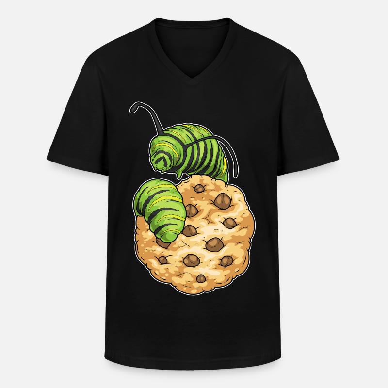 Biscuit chenille - T-shirt col V Homme - noir