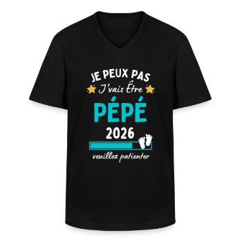 Je peux Pépé en 2026 Cadeau Futur Papy - T-shirt col V Homme - noir - Devant - AI Model Male 178 dark (178cm)