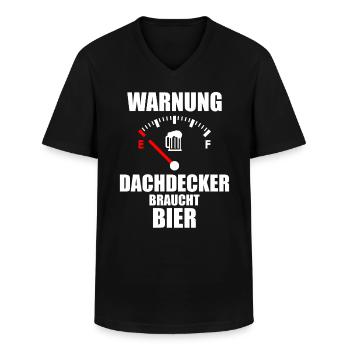 DACHDECKER Spruch Bier - Männer-T-Shirt mit V-Ausschnitt - Schwarz - Vorne - AI Model Male 178 dark (178cm)