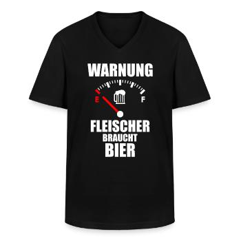 FLEISCHER Spruch Bier - Männer-T-Shirt mit V-Ausschnitt - Schwarz - Vorne - AI Model Male 178 dark (178cm)
