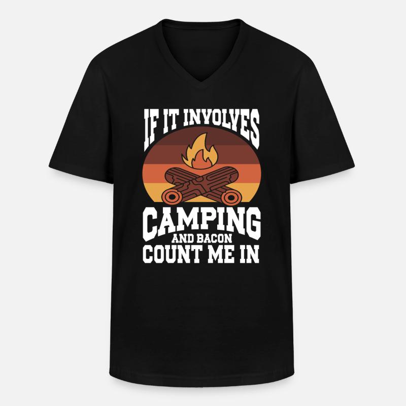 Camping Campfire Camper - Männer-T-Shirt mit V-Ausschnitt - Schwarz