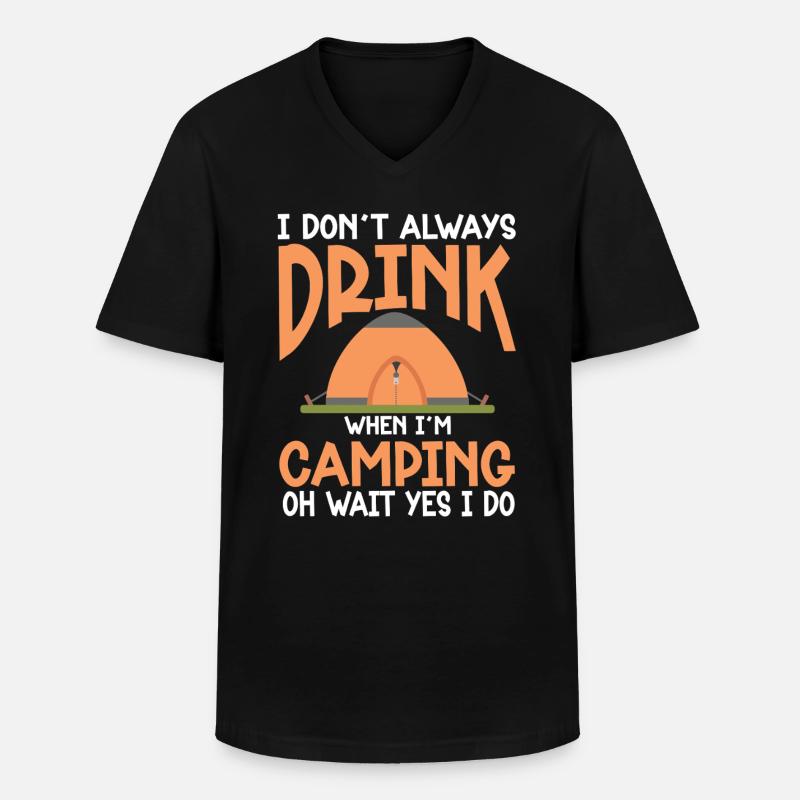 Camping Feu de camp Camper - T-shirt col V Homme - noir