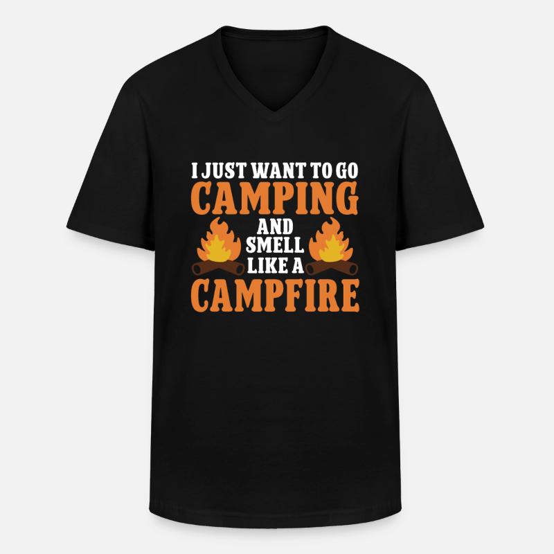 Camping Campfire Camper - Männer-T-Shirt mit V-Ausschnitt - Schwarz