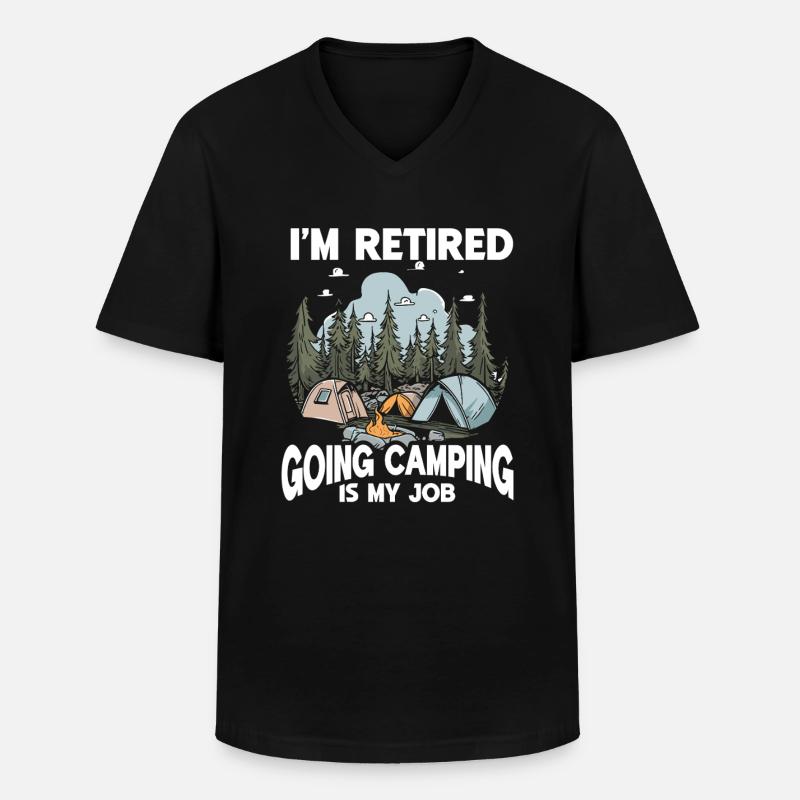 Camping Campfire Camper - Männer-T-Shirt mit V-Ausschnitt - Schwarz