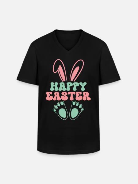 Joyeuses Pâques - T-shirt col V Homme - noir