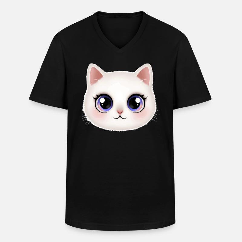 Kätzchen 😻 - Männer-T-Shirt mit V-Ausschnitt - Schwarz