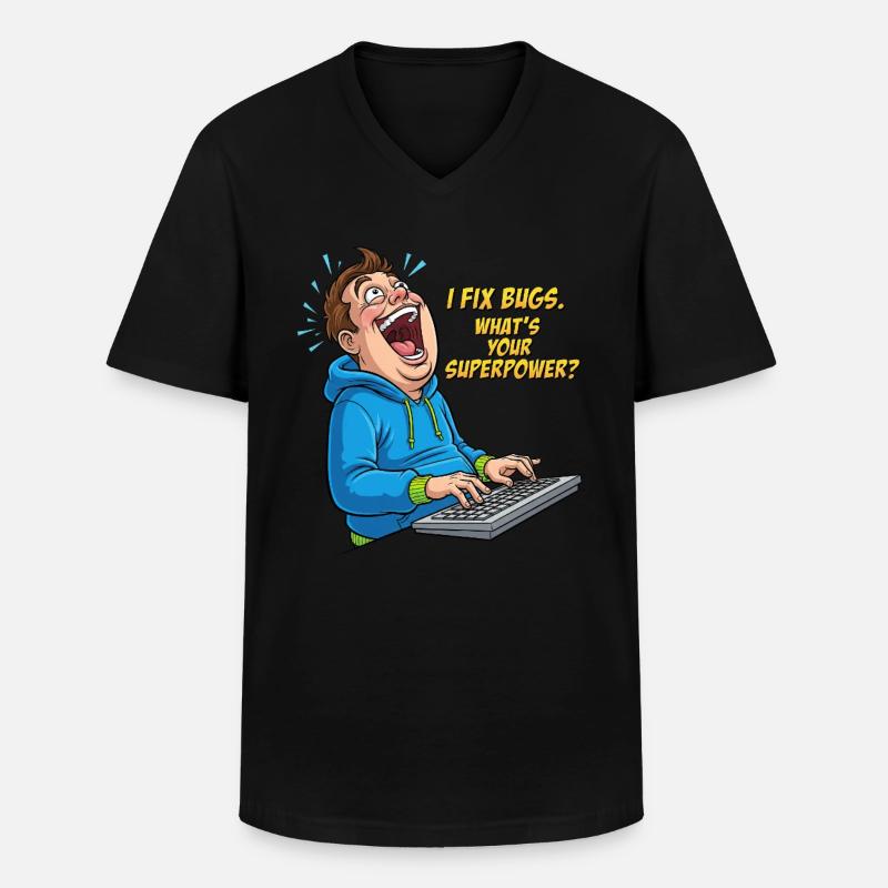 Bugfixer Power: Dein Superhelden-Skill! - Männer-T-Shirt mit V-Ausschnitt - Schwarz
