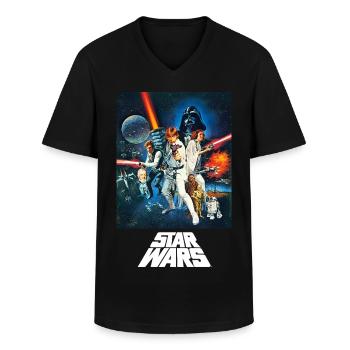 Star Wars Retro Motiv - Männer-T-Shirt mit V-Ausschnitt - Schwarz - Vorne - AI Model Male 178 dark (178cm)