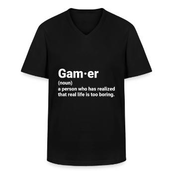 Gamer Definition for Video Game Fans - Men's V-Neck T-Shirt - black - Front - AI Model Male 178 dark (178cm)