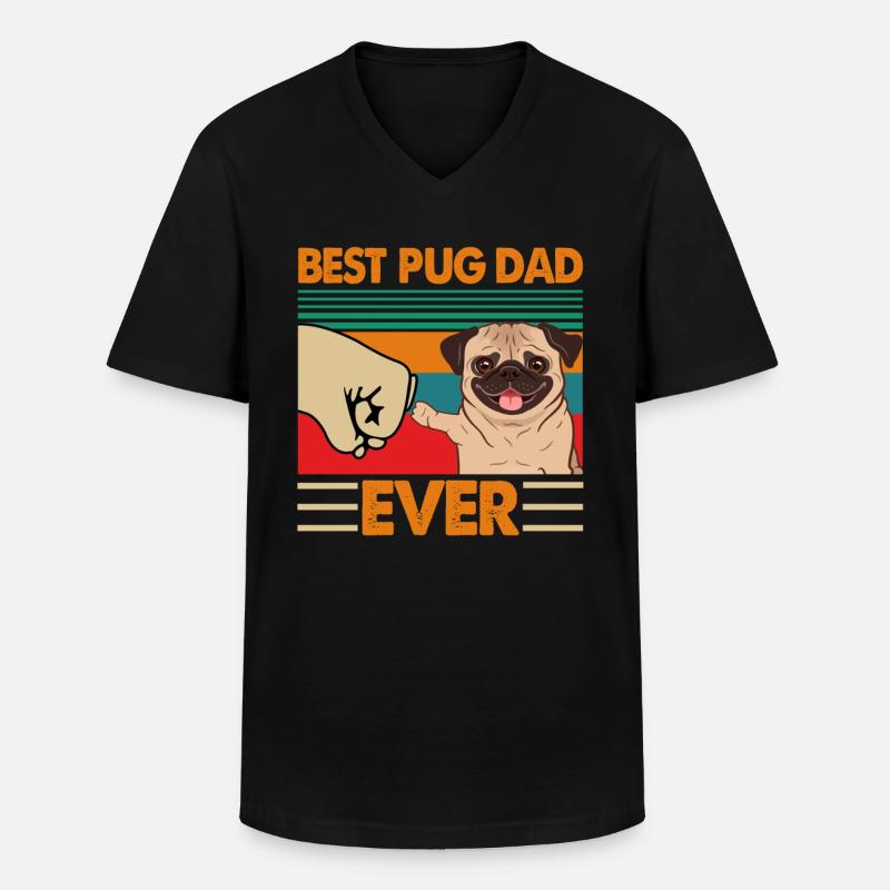 Bester Mops Papa aller Zeiten - Männer-T-Shirt mit V-Ausschnitt - Schwarz