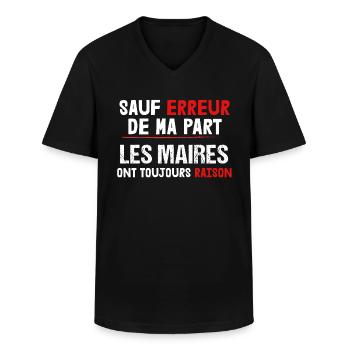 Maire - Cadeau - Drôle - Humour - Mairie - Élu - T-shirt col V Homme - noir - Devant - AI Model Male 178 dark (178cm)