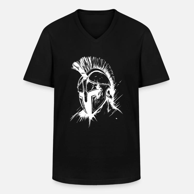 Spartaner Helm Gladiator - Männer-T-Shirt mit V-Ausschnitt - Schwarz