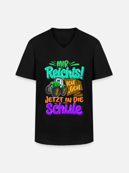 Traktor Kinder Einschulung - Männer-T-Shirt mit V-Ausschnitt - Schwarz