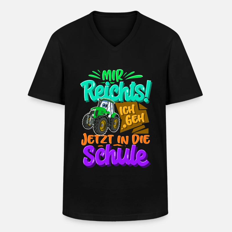 Traktor Kinder Einschulung - Männer-T-Shirt mit V-Ausschnitt - Schwarz