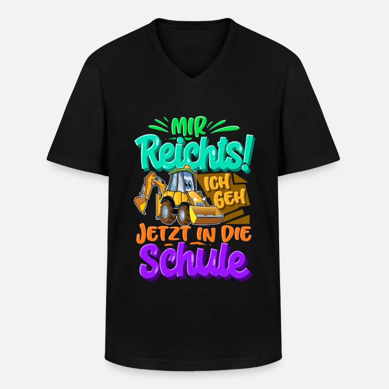 Einschulung Bagger Schulkind - Männer-T-Shirt mit V-Ausschnitt - Schwarz