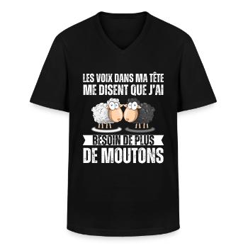 J' ai besoin de plus de moutons humour mouton - T-shirt col V Homme - noir - Devant - AI Model Male 178 dark (178cm)