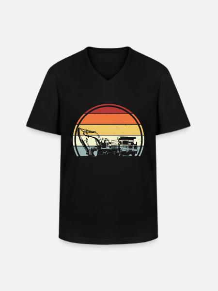 Excavator construction site - Men's V-Neck T-Shirt - black