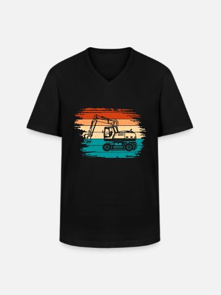 Excavator - Men's V-Neck T-Shirt - black