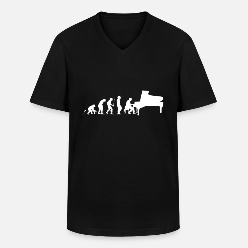 Pianist Evolution Fun Shirt - Männer-T-Shirt mit V-Ausschnitt - Schwarz