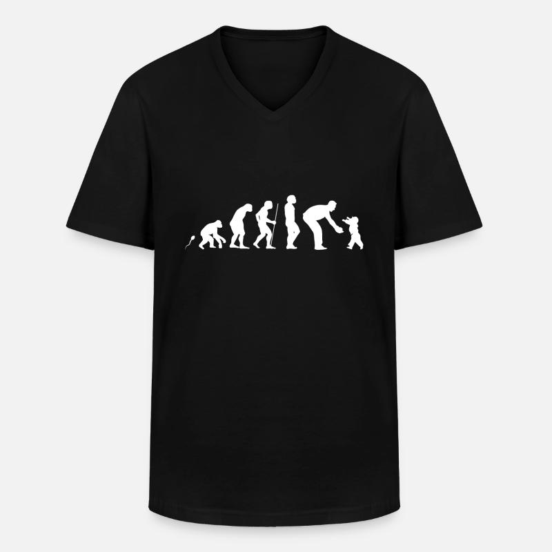 Vater Evolution Fun Shirt - Männer-T-Shirt mit V-Ausschnitt - Schwarz