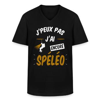 J'peux pas J ai encore spéleo - T-shirt col V Homme - noir - Devant - AI Model Male 178 dark (178cm)