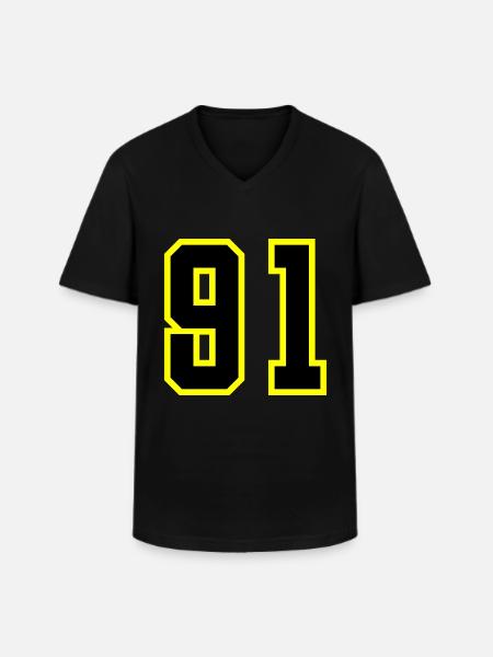 91 Number Jersey - Men's V-Neck T-Shirt - black
