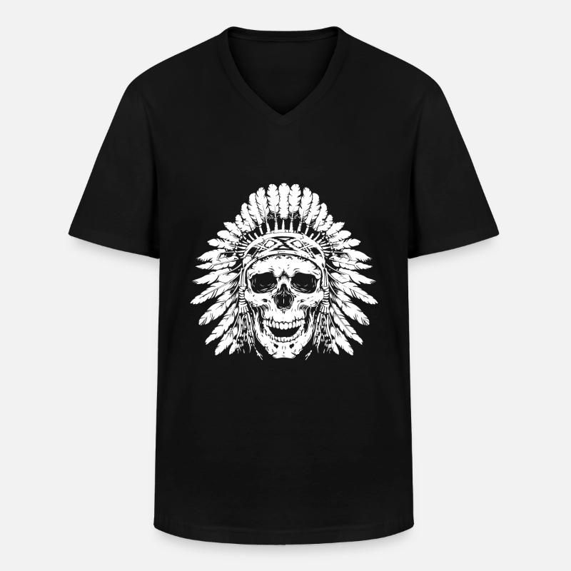 Crâne de chef - T-shirt col V Homme - noir
