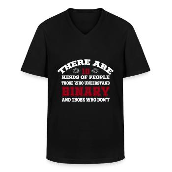 10 Types of People Codi Binary Programmer - Men's V-Neck T-Shirt - black - Front - AI Model Male 178 dark (178cm)