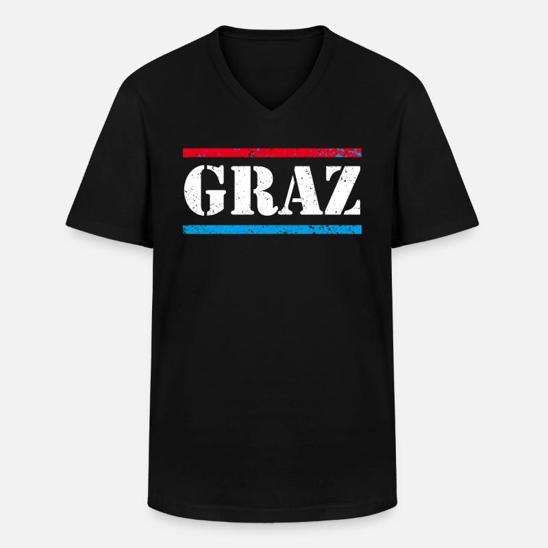 Graz - Männer-T-Shirt mit V-Ausschnitt - Schwarz