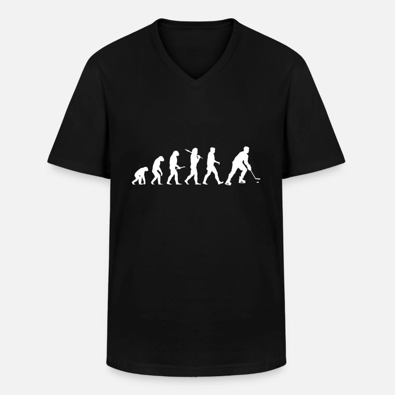 Évolution du hockey sur glace - T-shirt col V Homme - noir