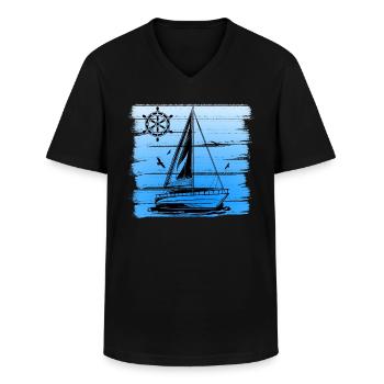 Sailing Ship Design Boat Boat Seafaring Maritime - Men's V-Neck T-Shirt - black - Front - AI Model Male 178 dark (178cm)