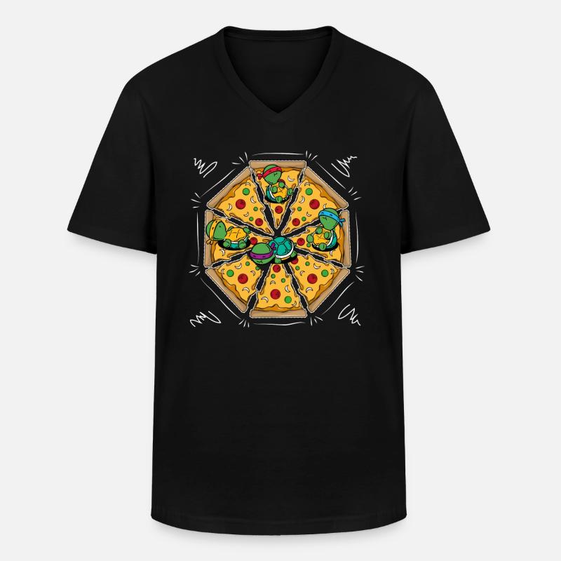 Pizza Liebhaber - Männer-T-Shirt mit V-Ausschnitt - Schwarz