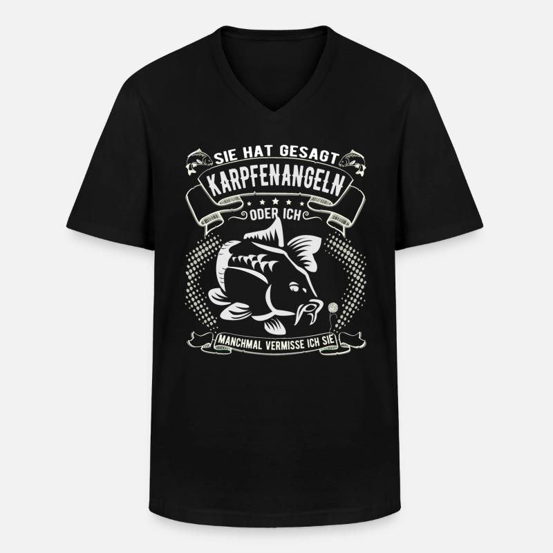 Karpfen angeln oder ich - Männer-T-Shirt mit V-Ausschnitt - Schwarz