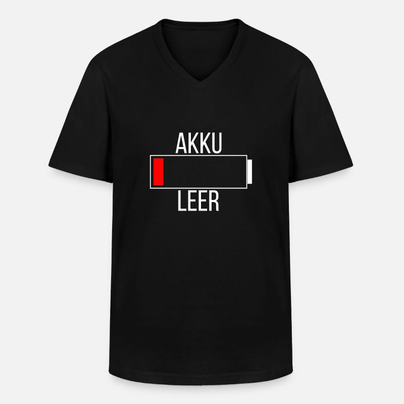 Akku Leer - Männer-T-Shirt mit V-Ausschnitt - Schwarz
