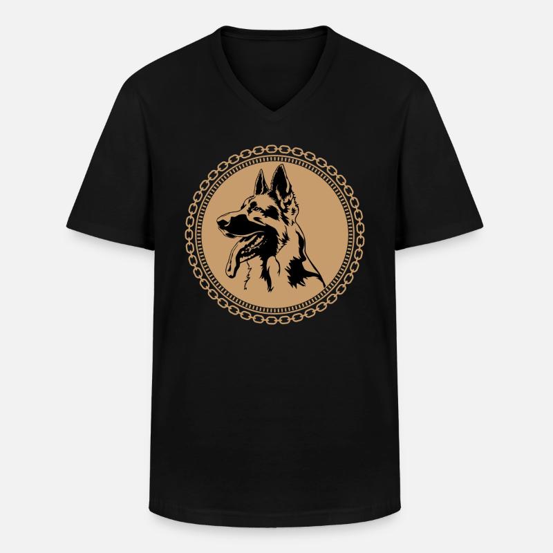 Deutscher Schäferhund - Männer-T-Shirt mit V-Ausschnitt - Schwarz