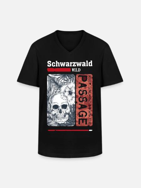 Schwarzwald Wild Skull - Männer-T-Shirt mit V-Ausschnitt - Schwarz