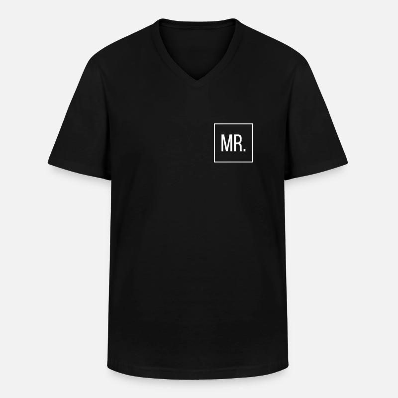 MR. - Männer-T-Shirt mit V-Ausschnitt - Schwarz