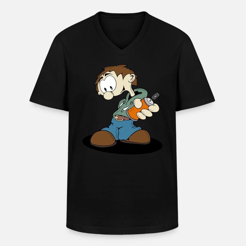 Cooler Graffiti Sprayer - Männer-T-Shirt mit V-Ausschnitt - Schwarz