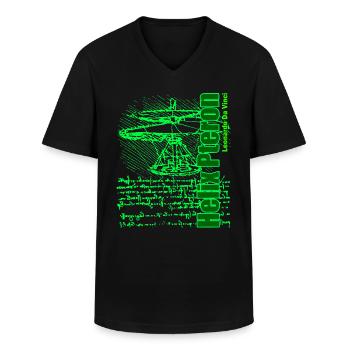 Leonardo da Vinci - Helix Pteron - Helicopter - Men's V-Neck T-Shirt - black - Front - AI Model Male 178 dark (178cm)