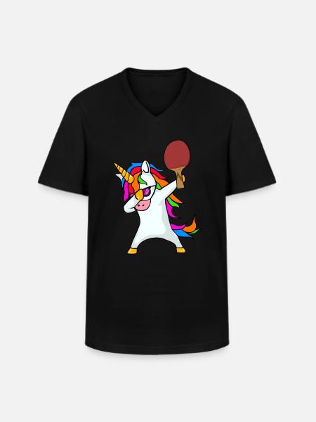 Ping-ping -Ping -ping-cong - T-shirt col V Homme - noir