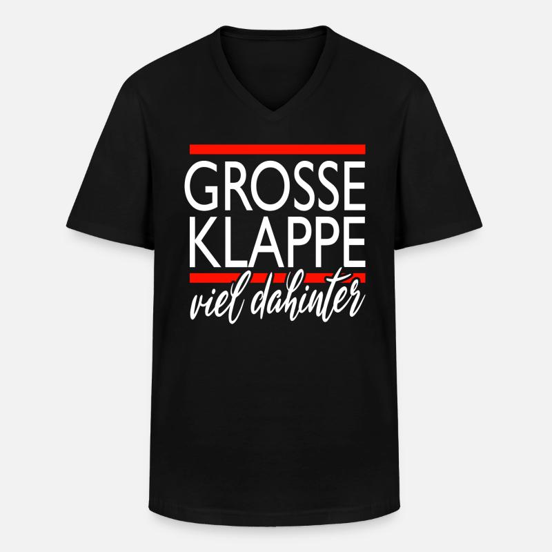 große klappe - viel dahinter - Männer-T-Shirt mit V-Ausschnitt - Schwarz