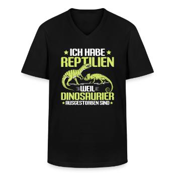 Reptilien Reptil Schlangen Eidechse Terrarium - Männer-T-Shirt mit V-Ausschnitt - Schwarz - Vorne - AI Model Male 178 dark (178cm)