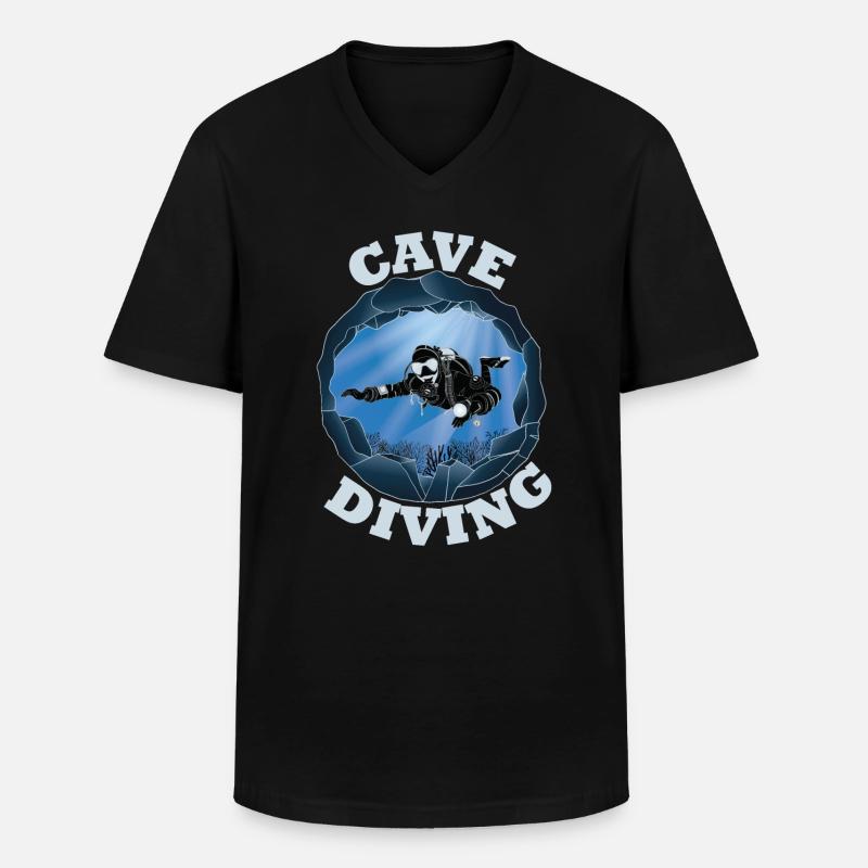 Höhlentauchen - Unterwassertaucher - Männer-T-Shirt mit V-Ausschnitt - Schwarz