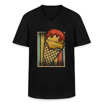 Eistüte Für Gefrorenen Süßen Fan - Männer-T-Shirt mit V-Ausschnitt - Schwarz - Vorne - AI Model Male 178 dark (178cm)