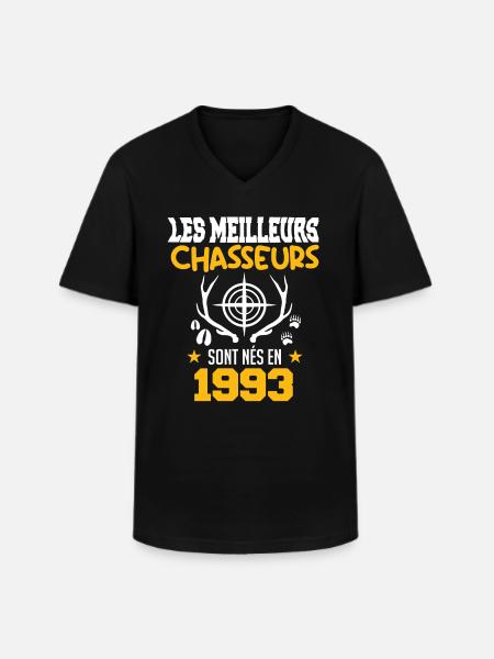 Chasseur | Anniversaire chasseur 1993 - T-shirt col V Homme - noir