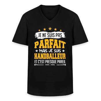 pas parfait mais handball, handballeur - T-shirt col V Homme - noir - Devant - AI Model Male 178 dark (178cm)